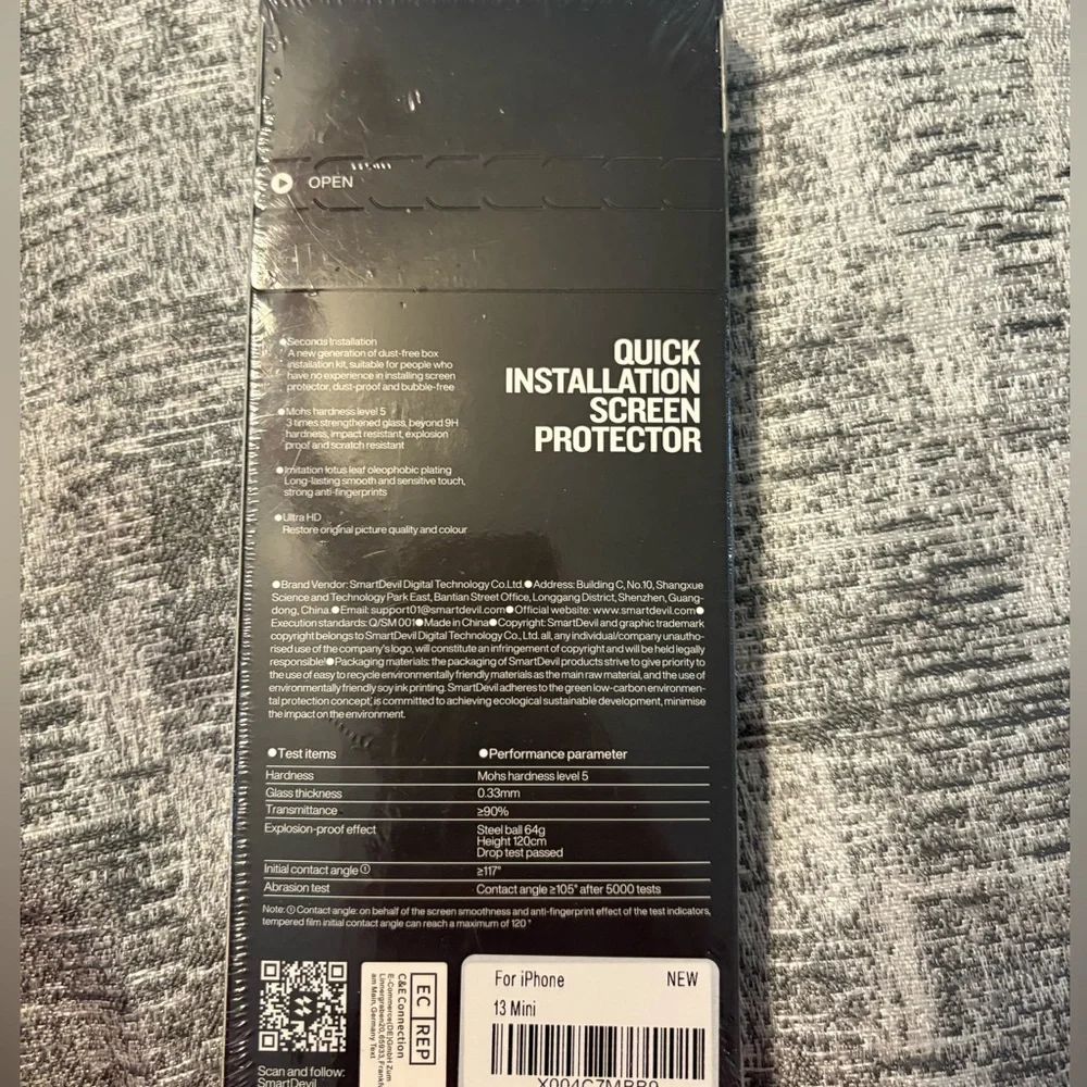 SMARTDEVIL Screen Protector for iPhone 13 mini/ Tempered Glass HD Clear Film nwt